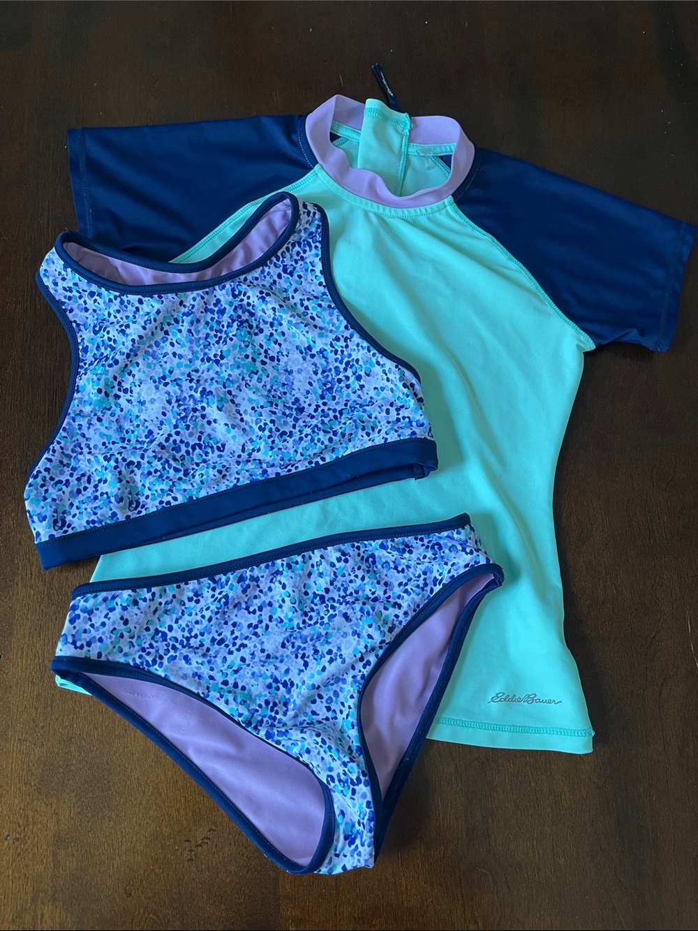 Eddie Bauer Mint, Navy & Lavender Girls' 3-Piece Swim Set